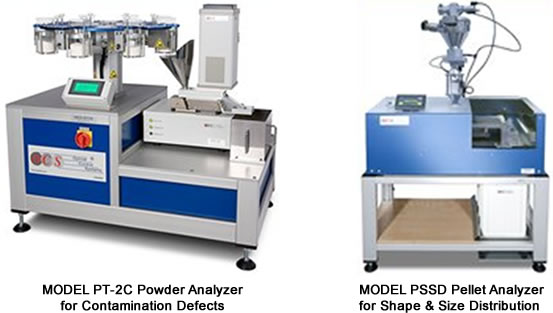Model PT-2C Powder Analyzer for Contamination Defects and Model PSSD Pellet Analyzer for Shape & Size Distribution