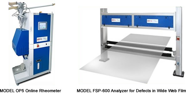 Model OP5 Online Rheometer and Model FSP-600 Analyzer for Defects in Wide Web Film